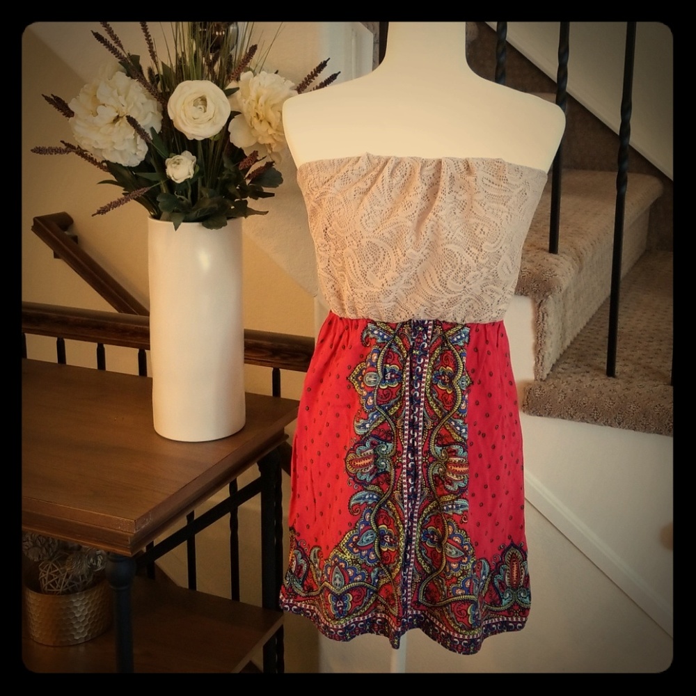 Lace top strapless sundress